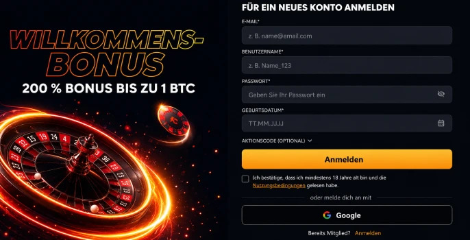 Instant Casino login banner